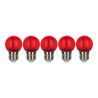 Bailey 5x kulglödlampa röd | LED-tråd 0,6W | stor passform E27 Plast