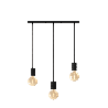 Calex | Retro Pendel | Rechthoekig 10x70cm plafondplaat | Zwart | 3xE27 fitting | 2M snoer