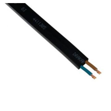 Piercingkabel 2 x 1,5 mm neopren svart per meter