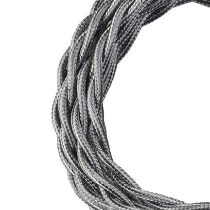 Bailey tygkabel tvinnad 2-ledare metallic silver 3m