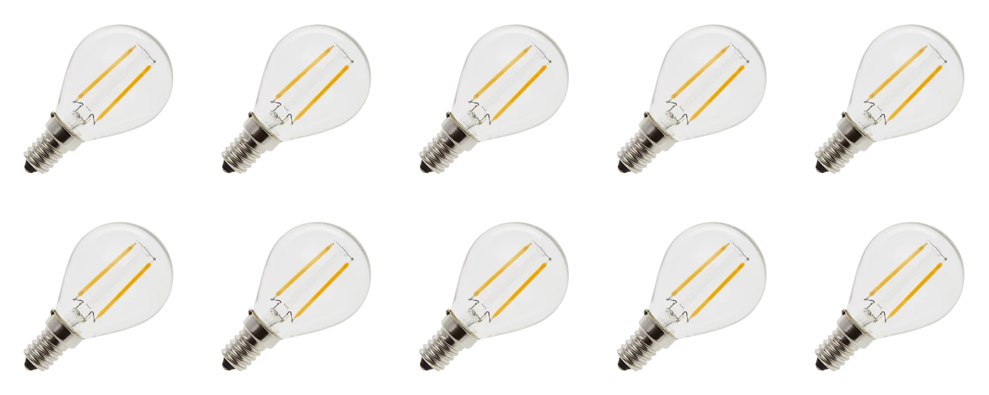Lighto | LED-glödtråd | Liten sockel E14 | Kulglödlampa | Ljusstark | 45mm | 2W | 10 st.
