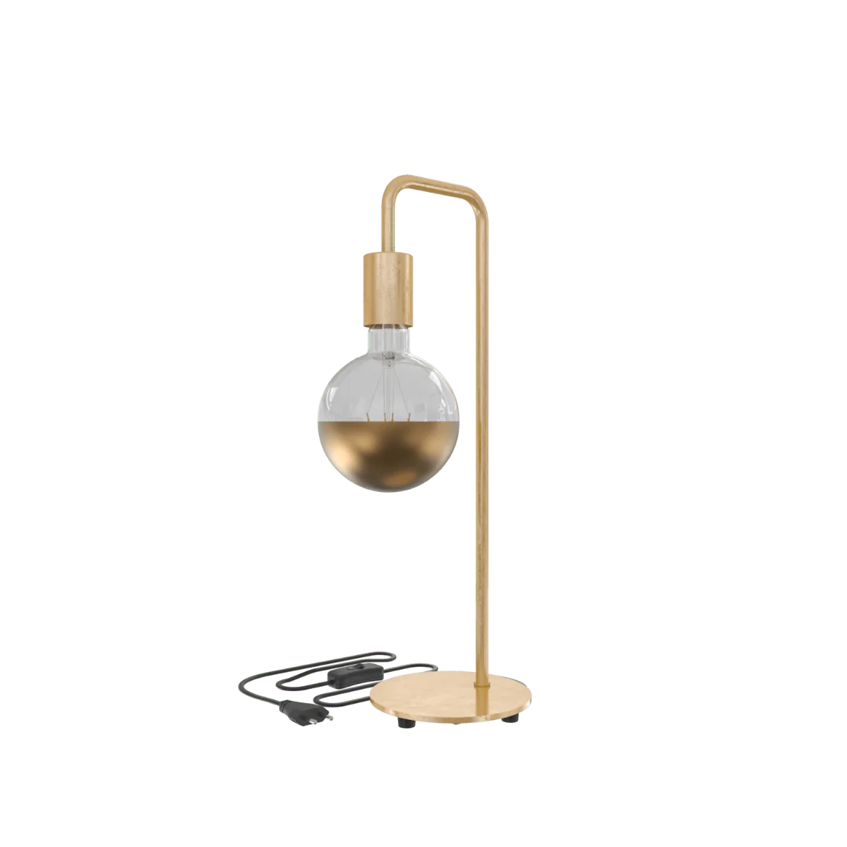 Calex | U-Line Bordslampa | Guld | E27-sockel | Med på/av-knapp | Max. 1x60W | H53cm | 150cm kabel