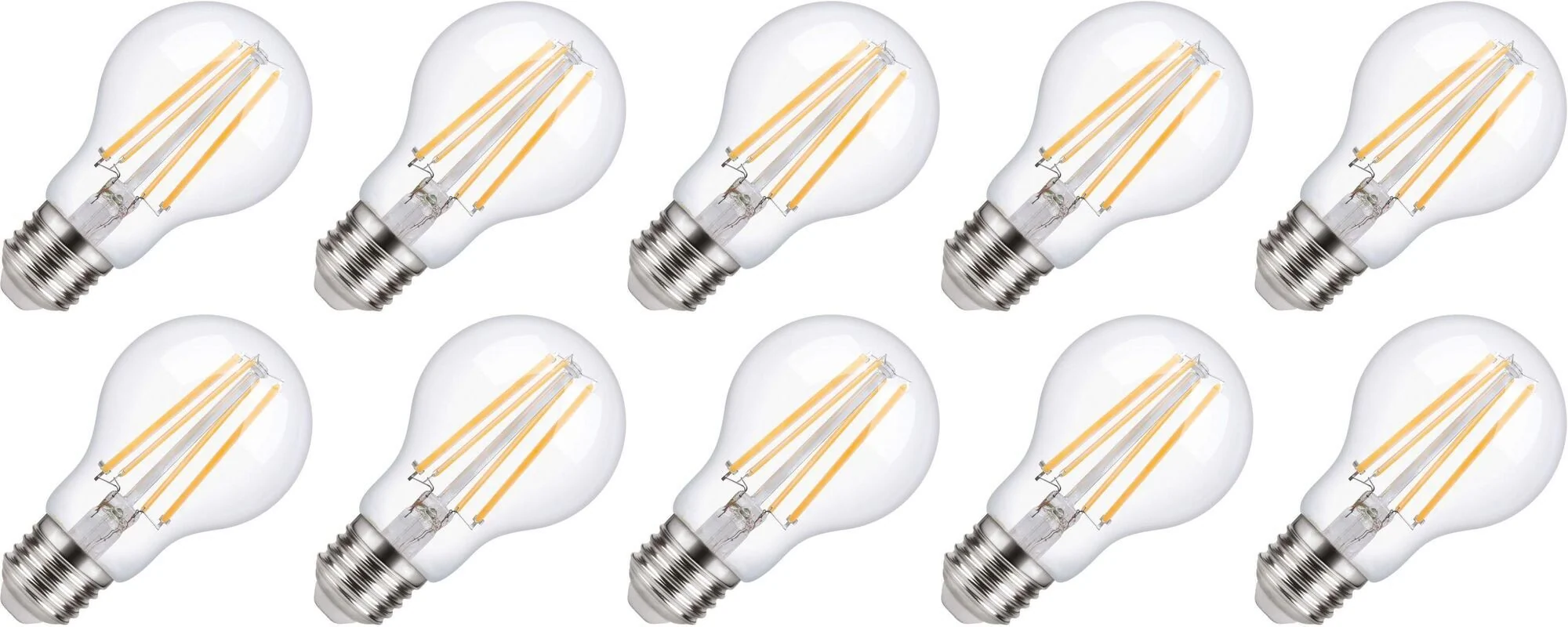 Lighto | LED-glödtråd | Stor sockel E27 | Standardlampa | Ljusstark | 60mm | 8W | 10 stycken